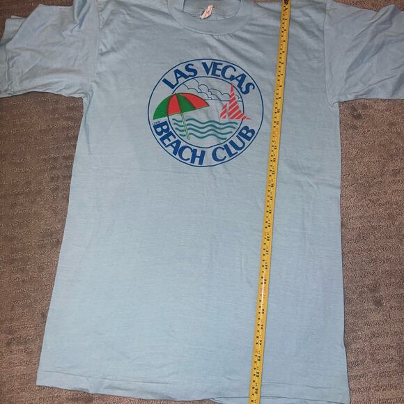 Las Vegas Beach Club baby blue single stitch vintage T shirt. size XL. - Picture 6 of 8